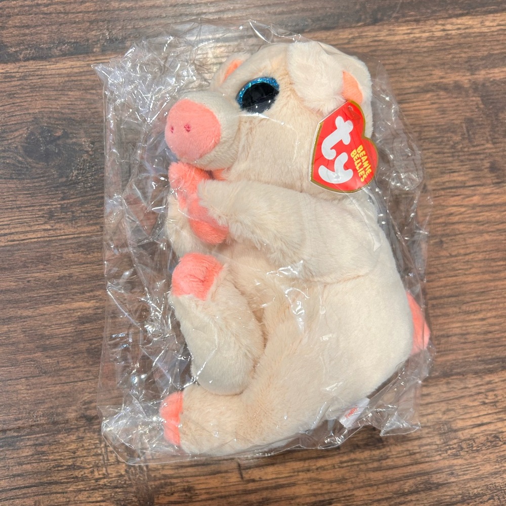 Ty Plush Pig with Cream and Pink Accents